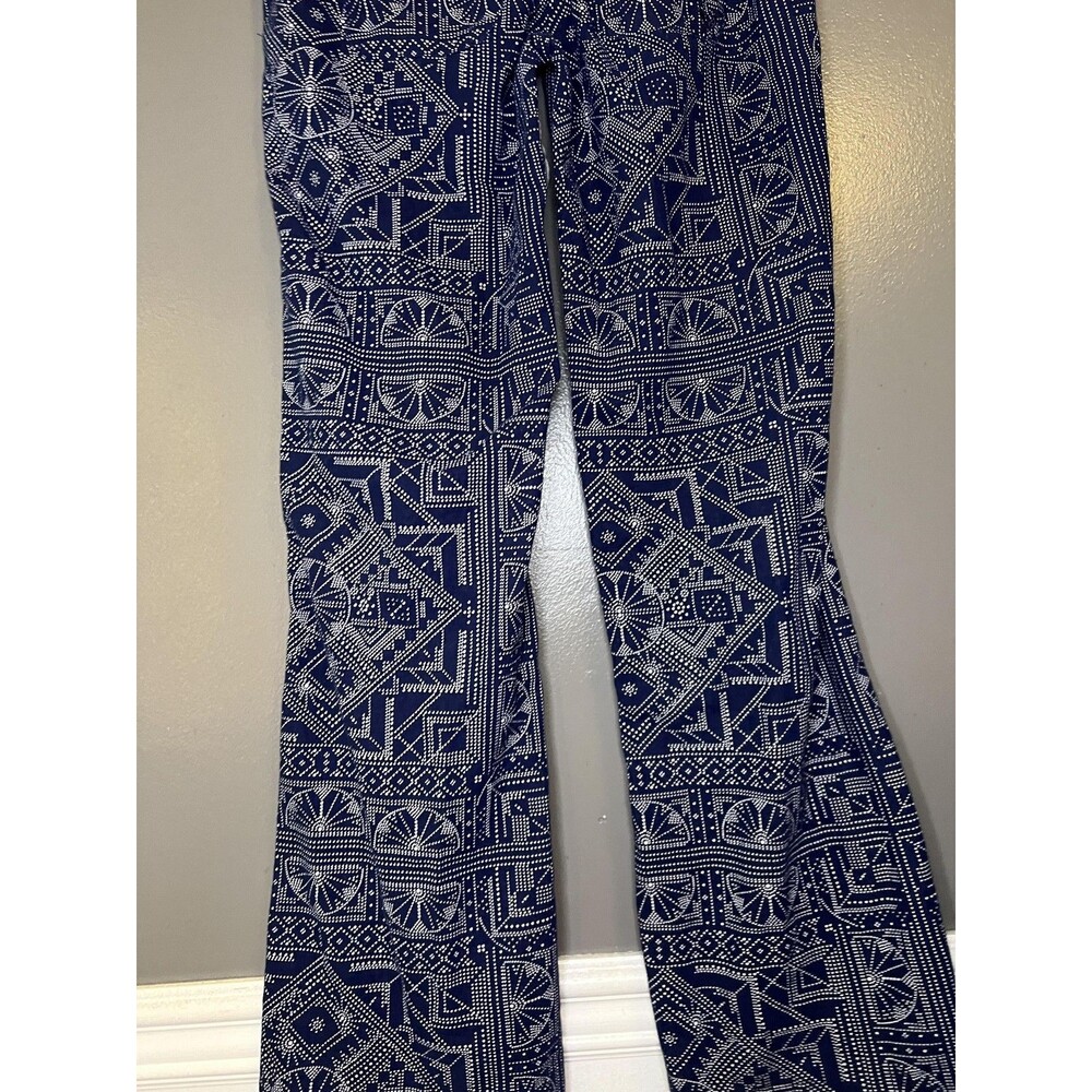 Roxy Pants Womens Small Blue Geometric Wide Leg Tassel Drawstring Lounge Elastic - Picture 6 of 13